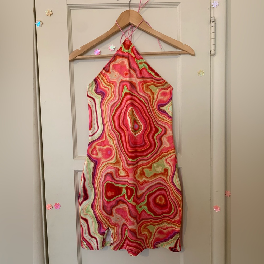 Groovy halter top mini dress